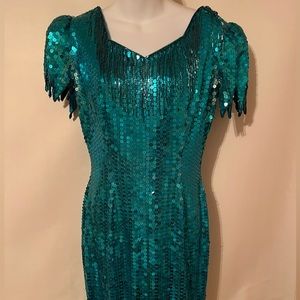 Vintage 80’s Sequin Fringe Nadine Party Prom Cocktail New Years Dress